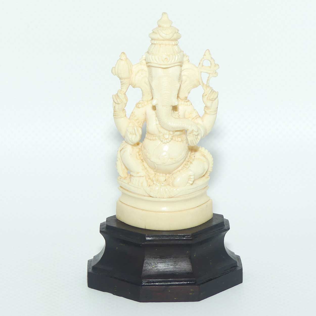 Carved Ivory Figure on Rosewood base | Ganesha | 10.5cm