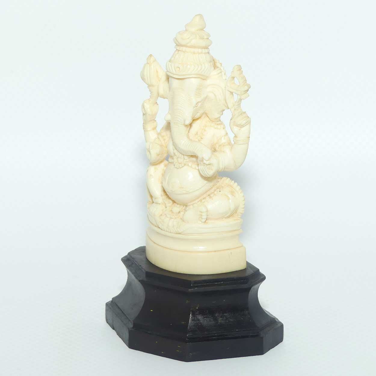 Carved Ivory Figure on Rosewood base | Ganesha | 10.5cm
