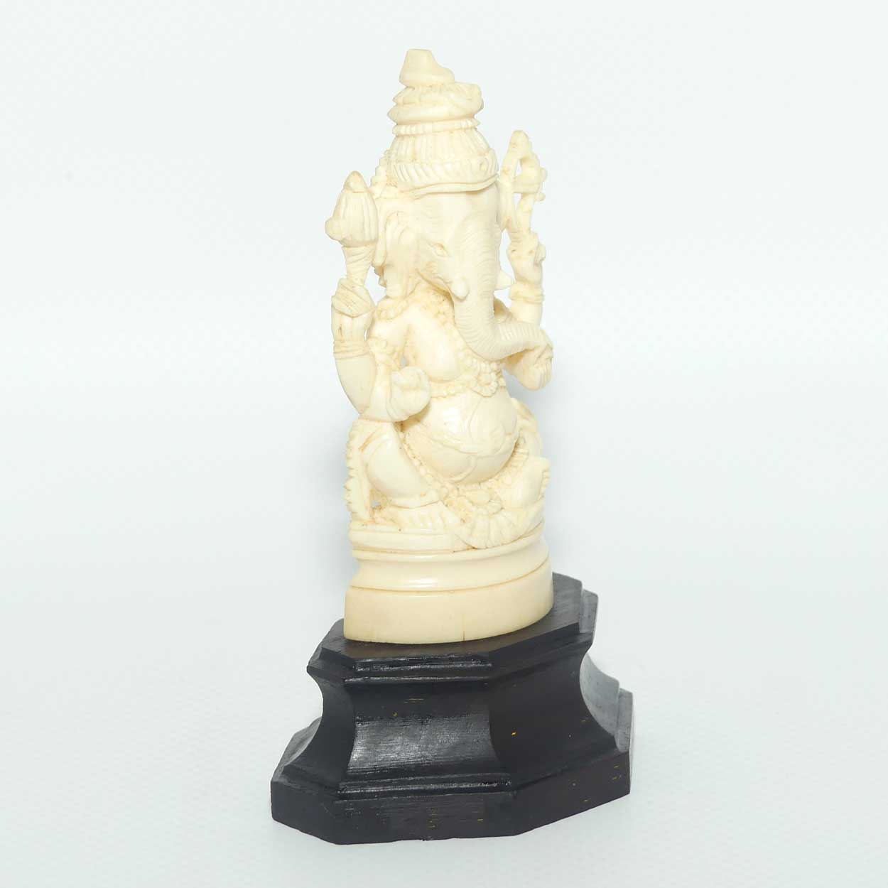 Carved Ivory Figure on Rosewood base | Ganesha | 10.5cm