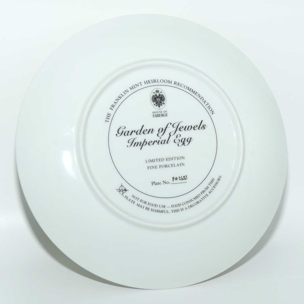 Franklin Mint | Faberge Egg plate | Garden of Jewels | Imperial Egg | Emerald Green