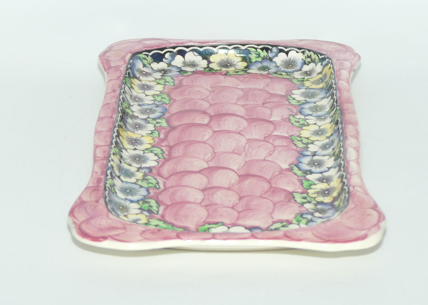 Maling Lustre sandwich tray | Garland and Black Rose | Pink ground 6451