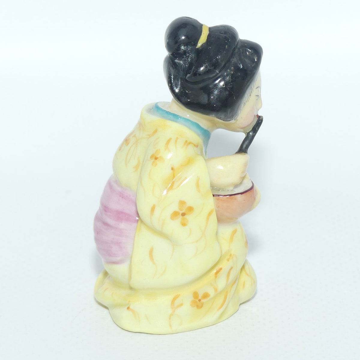 Royal Worcester figural Geisha Girl | Japanese Girl candle snuffer | Puce mark | c.1909