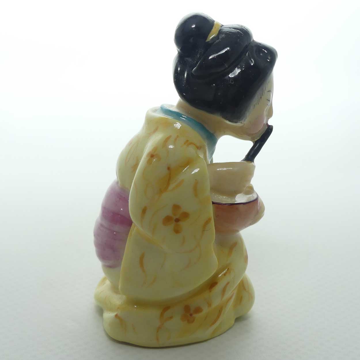 Royal Worcester figural Geisha Girl | Japanese Girl candle snuffer | Puce mark | c.1909
