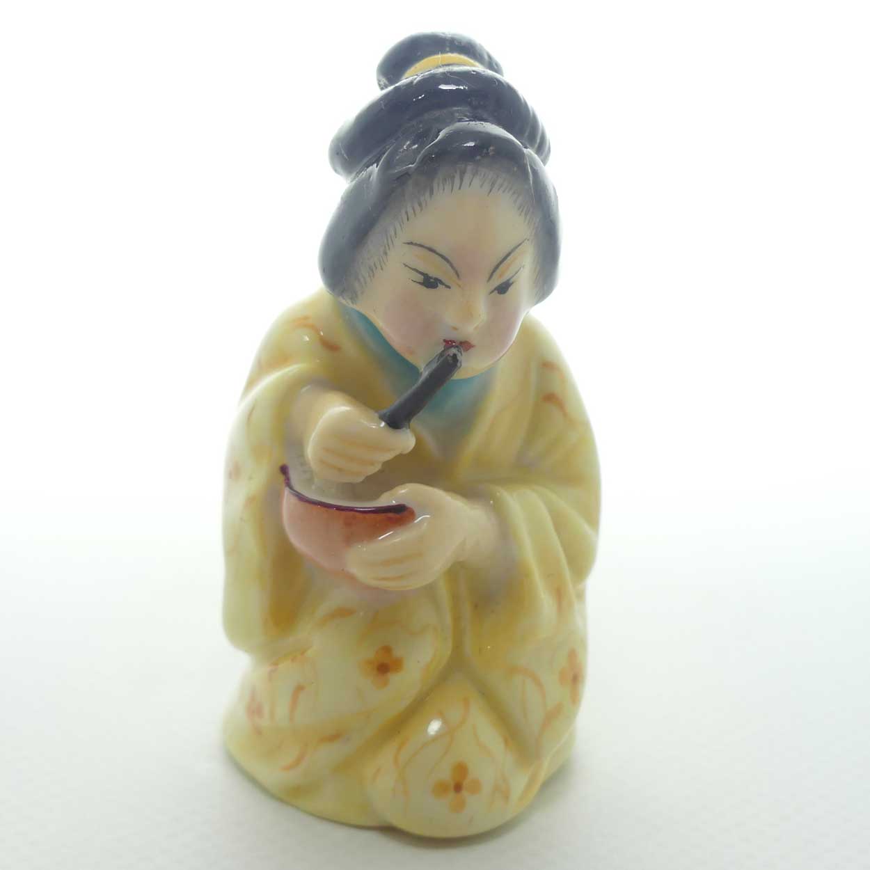 Royal Worcester figural Geisha Girl | Japanese Girl candle snuffer | Puce mark | c.1909