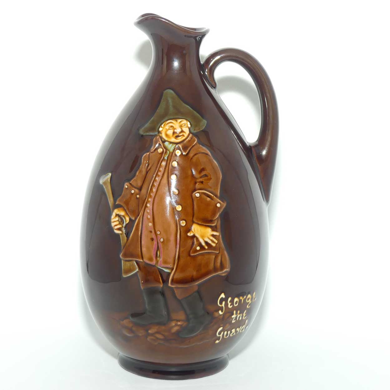 Royal Doulton Kingsware flask | George the Guard | Teardrop | Dewars
