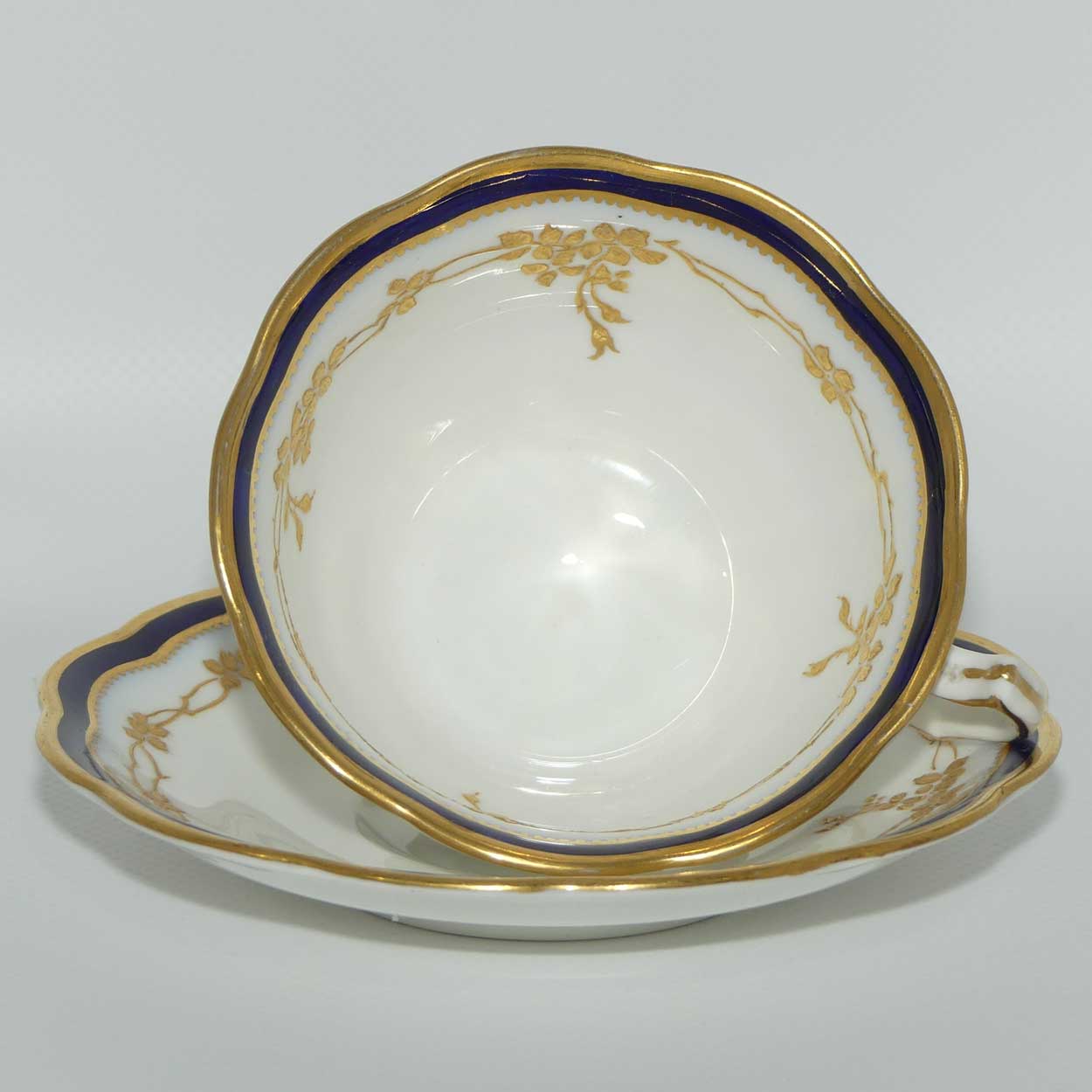George Jones & Sons Crescent China Blue and Gilt trio