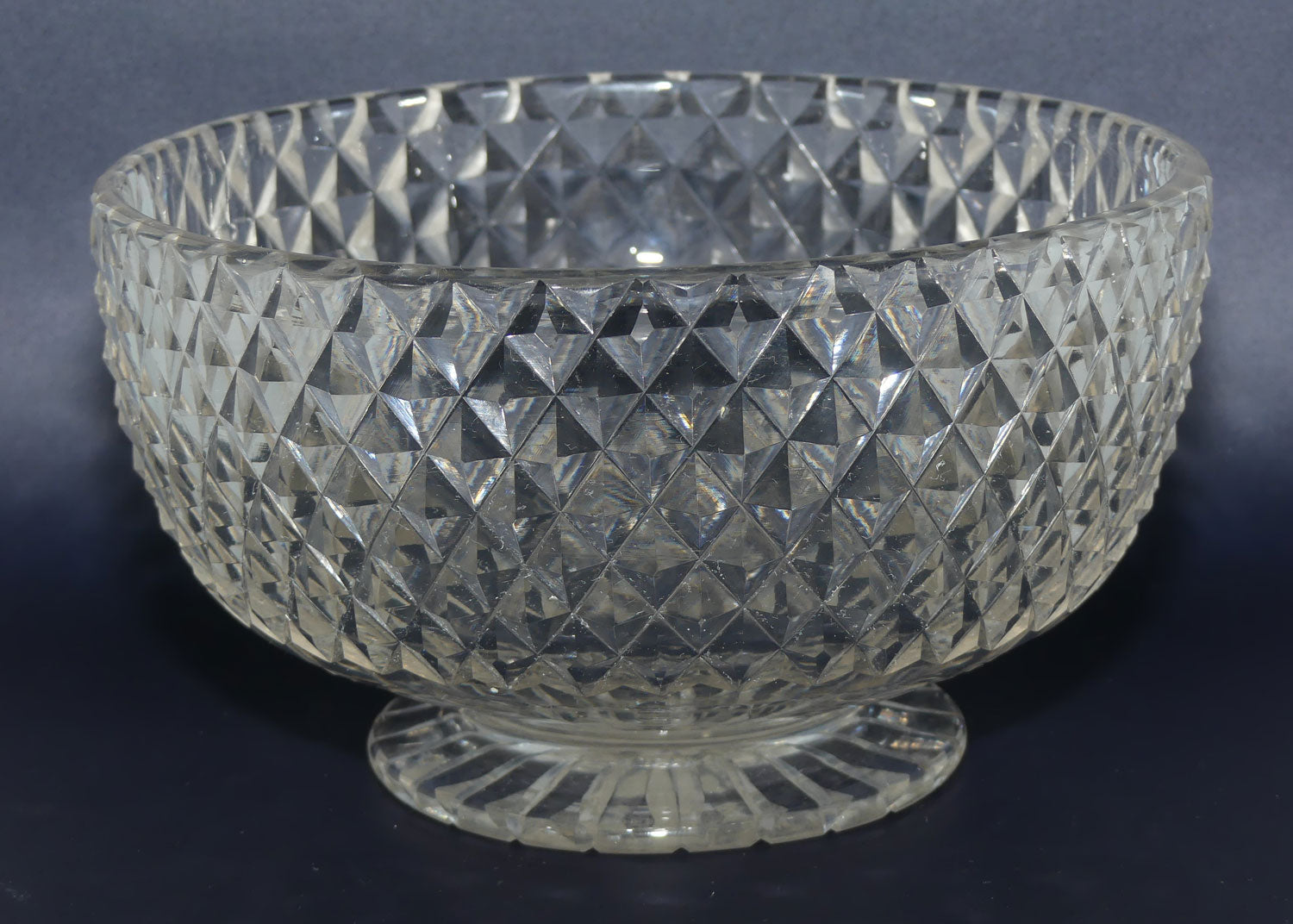 Georgian c.1830 Irish Cut Crystal | Diamond Cut footed bowl