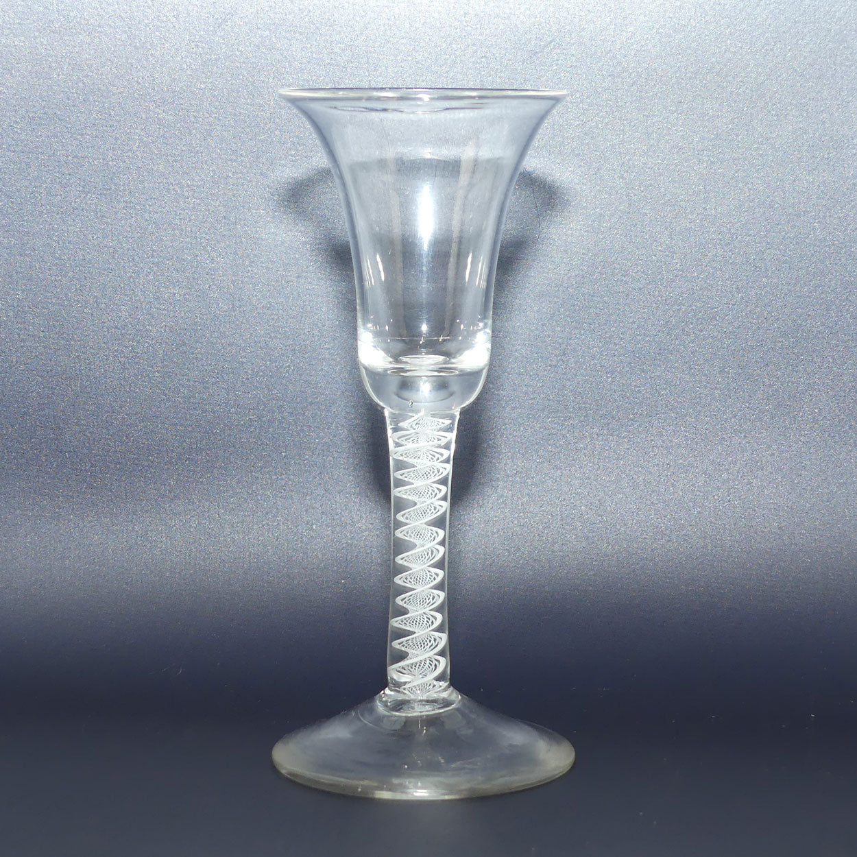 18th Century Georgian Glass with Inverted Bell bowl and Opaque Twist | Cotton twist stem