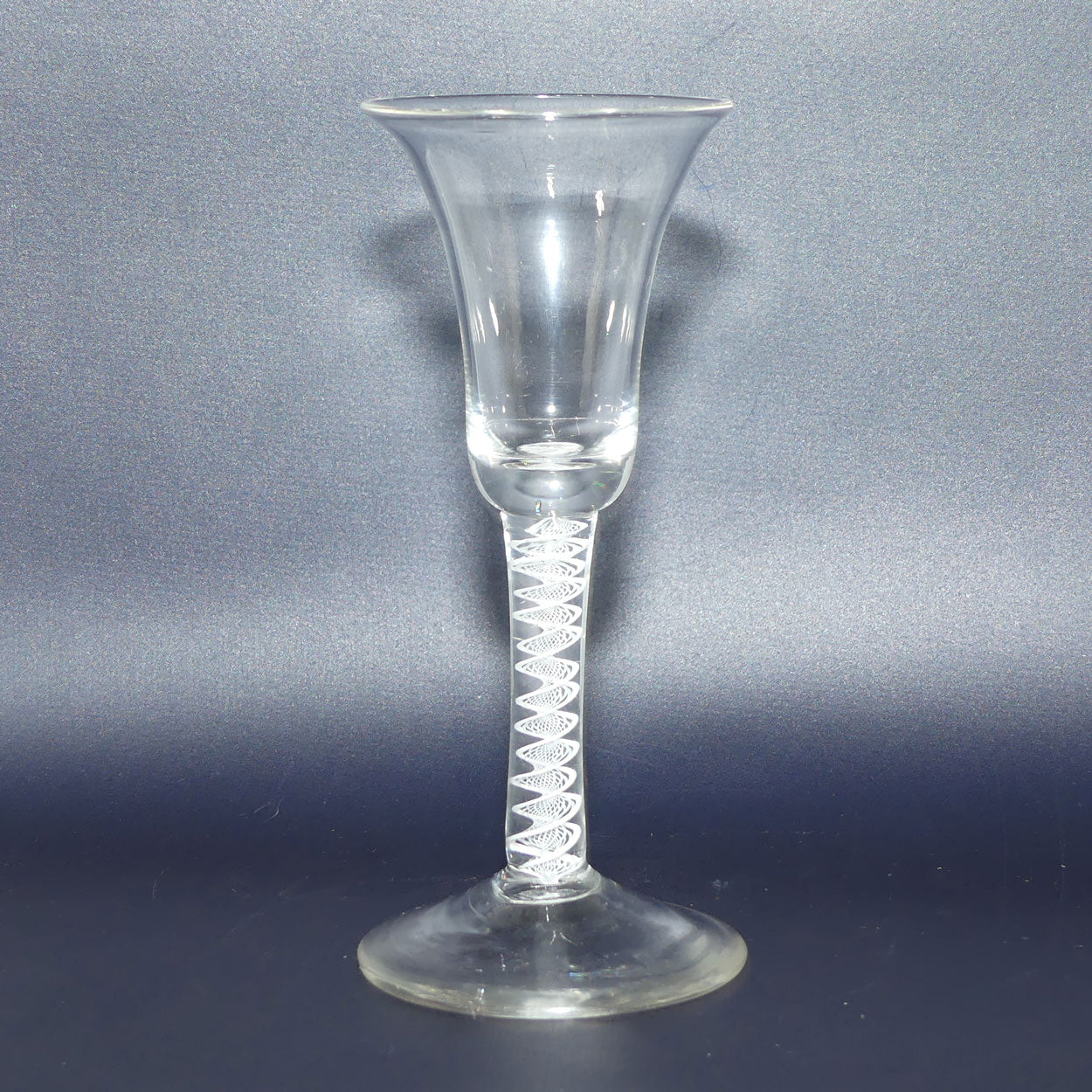 18th Century Georgian Glass with Inverted Bell bowl and Opaque Twist | Cotton twist stem