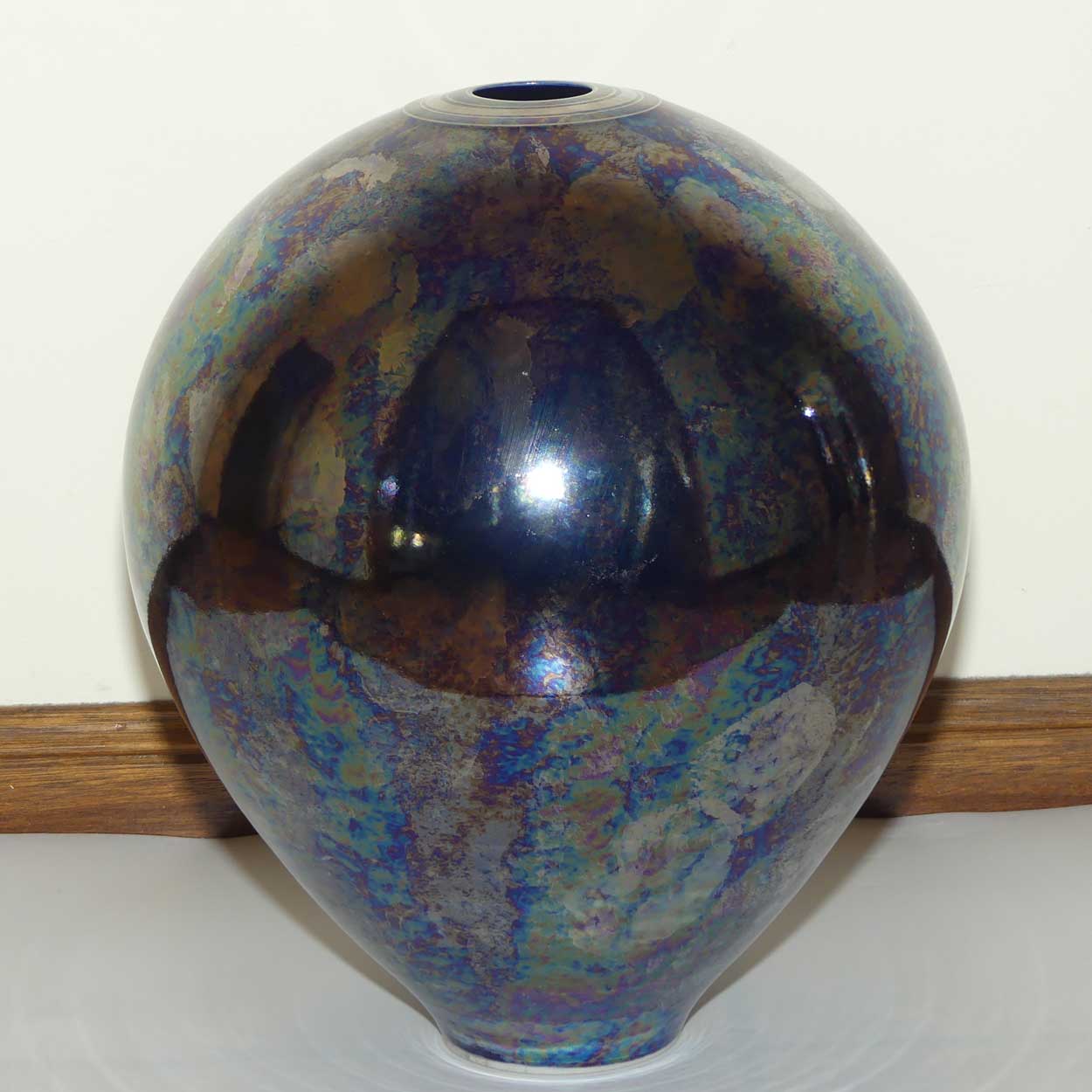 Monumental Australian Studio Art Pottery Andrew Gibson Lustre Blue and Metallic Shimmer vase