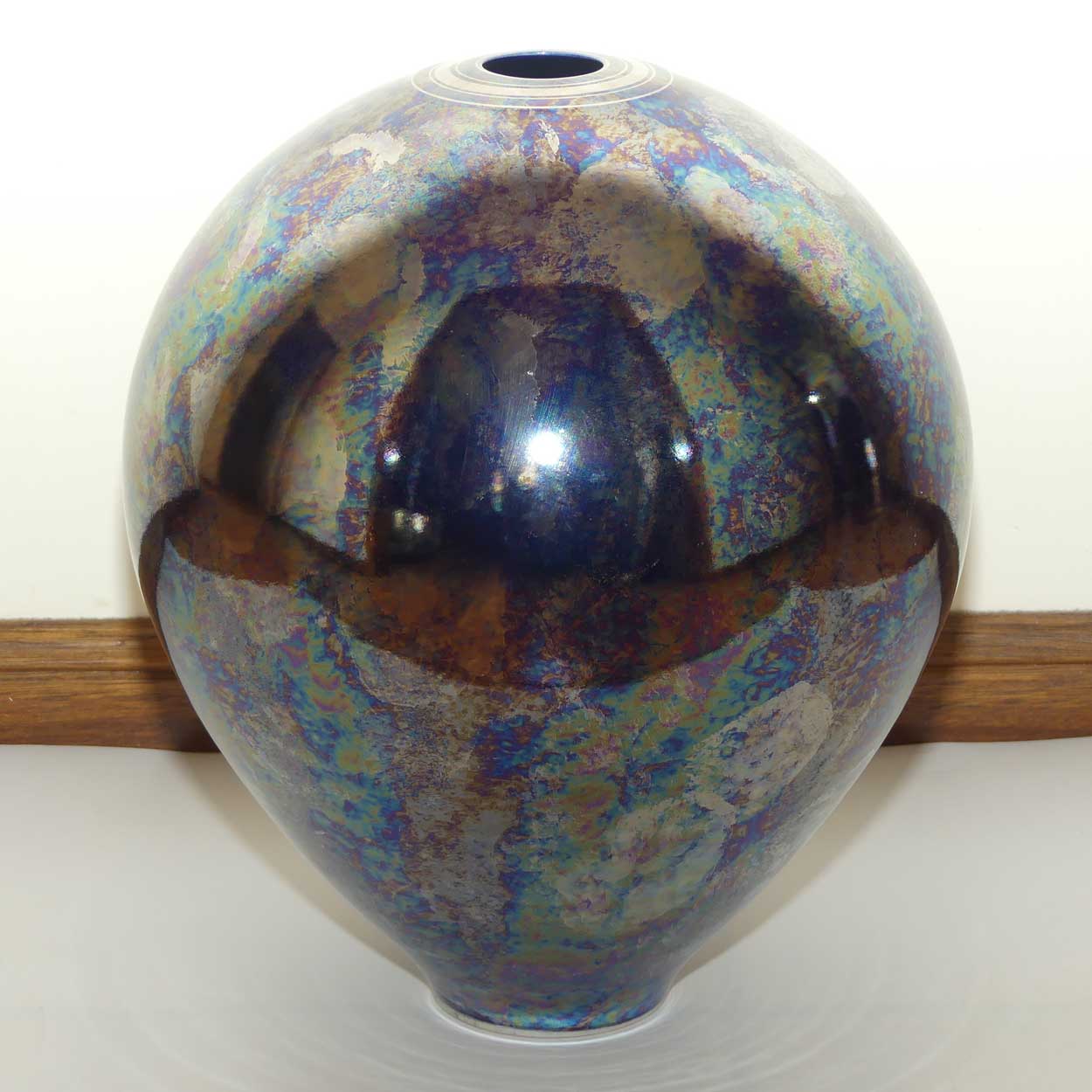Monumental Australian Studio Art Pottery Andrew Gibson Lustre Blue and Metallic Shimmer vase