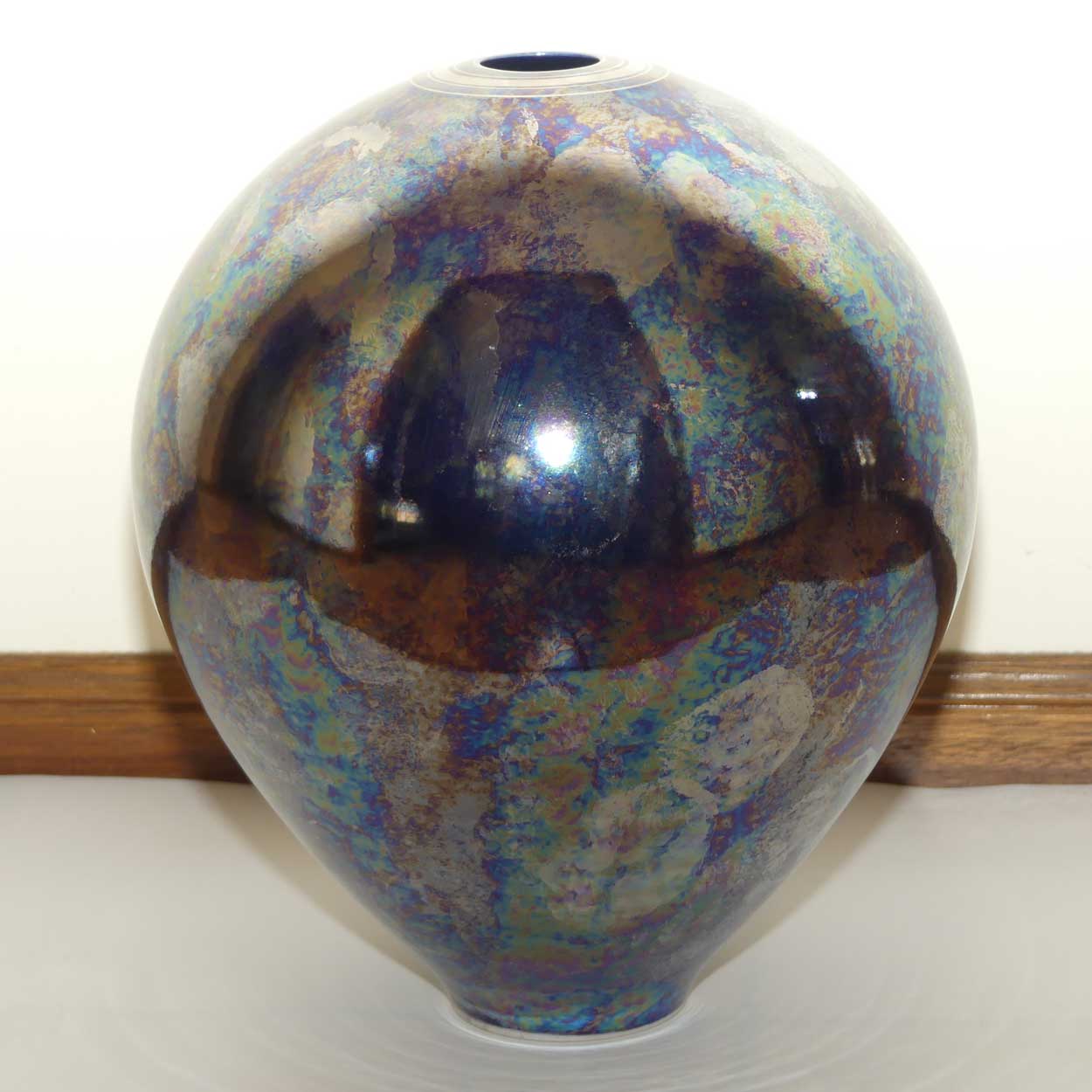 Monumental Australian Studio Art Pottery Andrew Gibson Lustre Blue and Metallic Shimmer vase