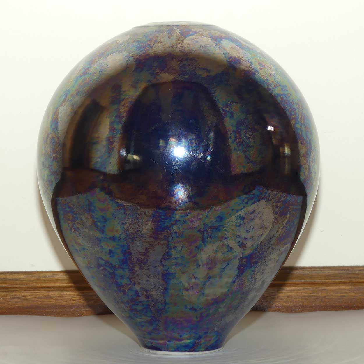 Monumental Australian Studio Art Pottery Andrew Gibson Lustre Blue and Metallic Shimmer vase