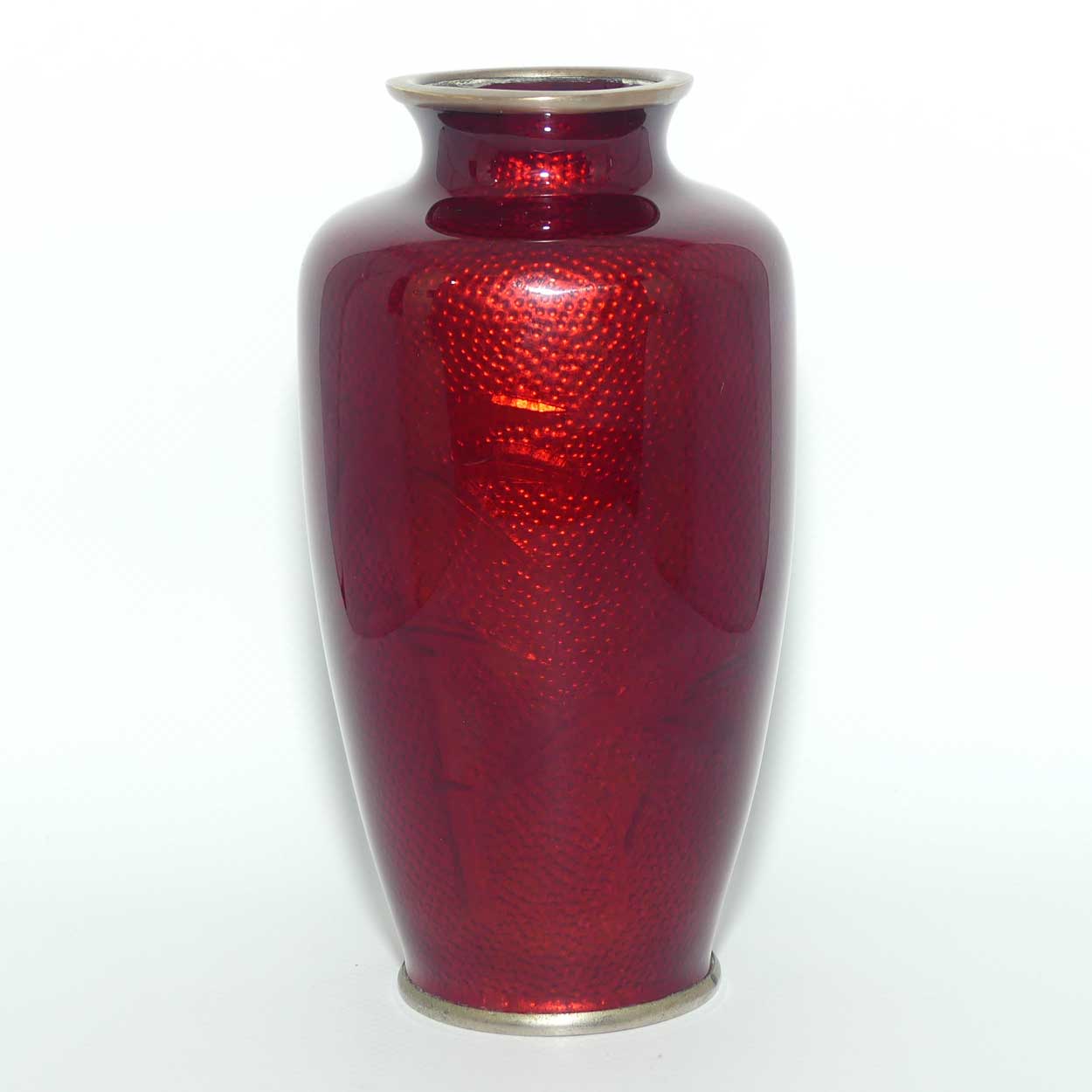 Japanese Ginbari Cloisonne vase with floral motif signed Sato