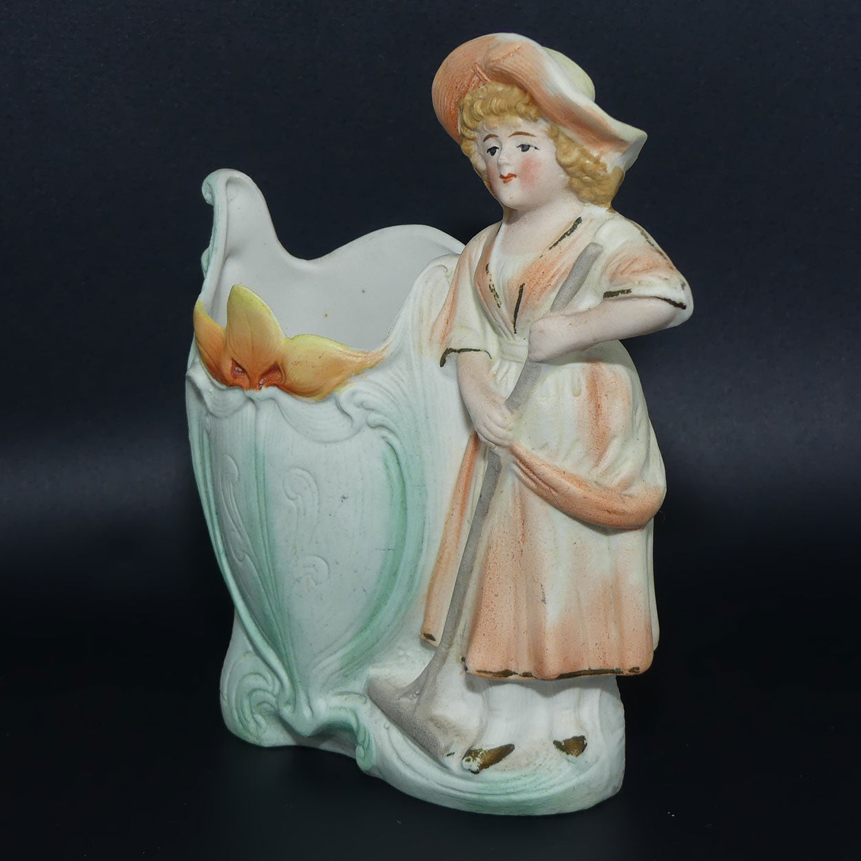 Grafenthal Schneider DEP Art Nouveau bisque spill vase | Girl Raking Success