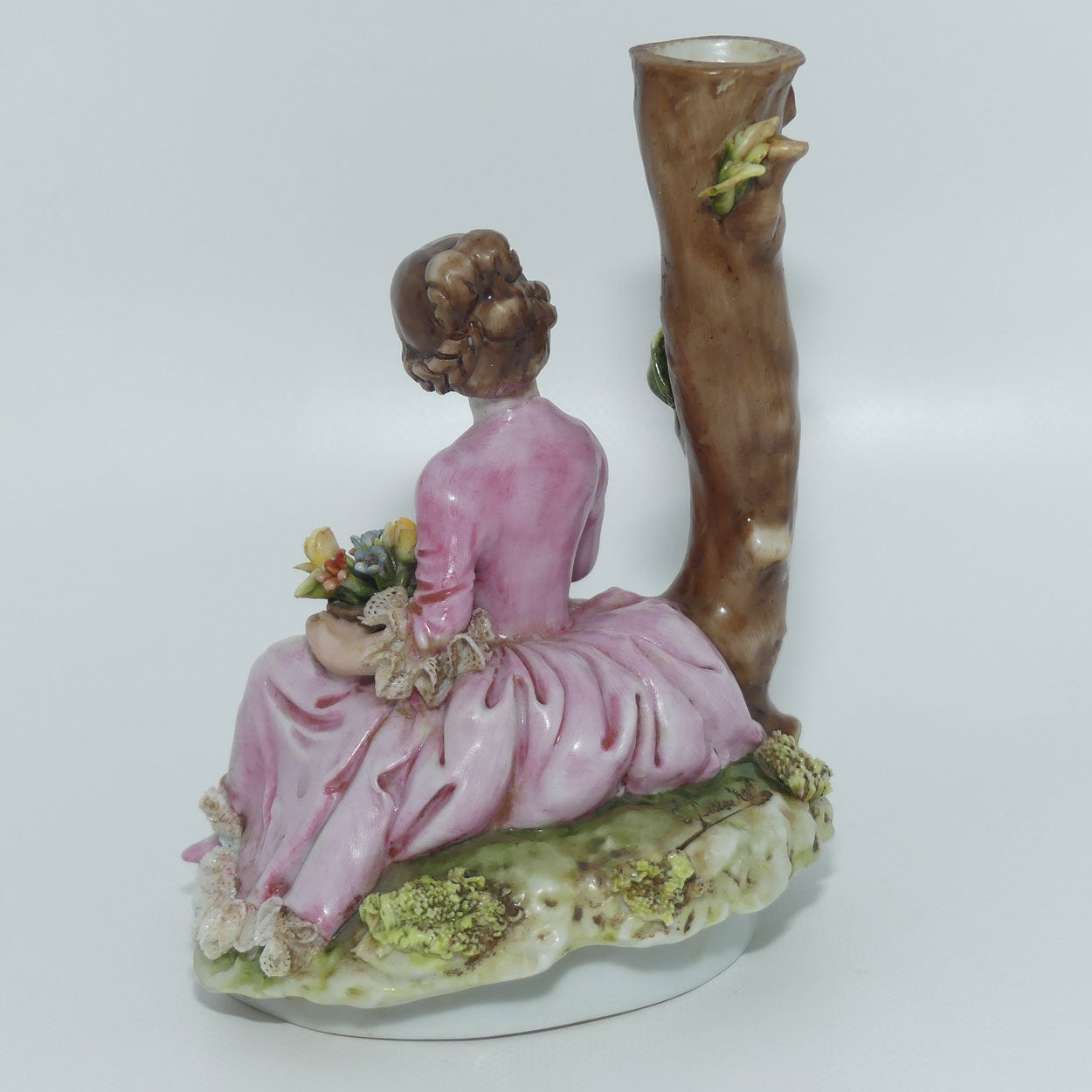Capodimonte figure signed D Bellaire | Girl with Flowers beside Tree