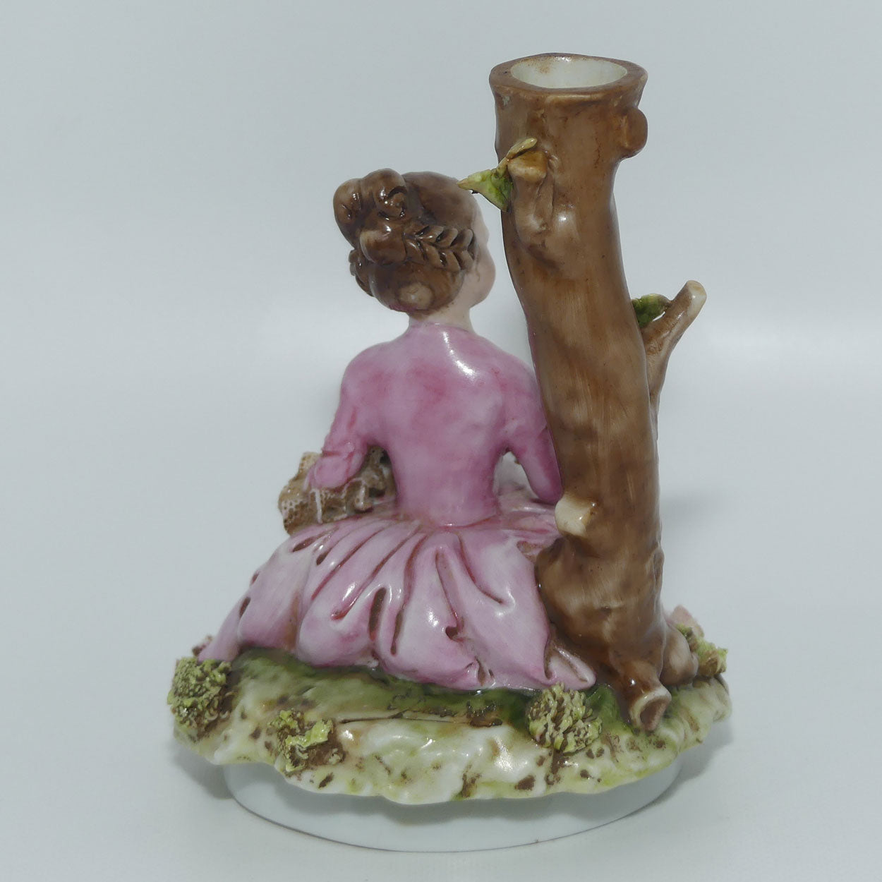 Capodimonte figure signed D Bellaire | Girl with Flowers beside Tree