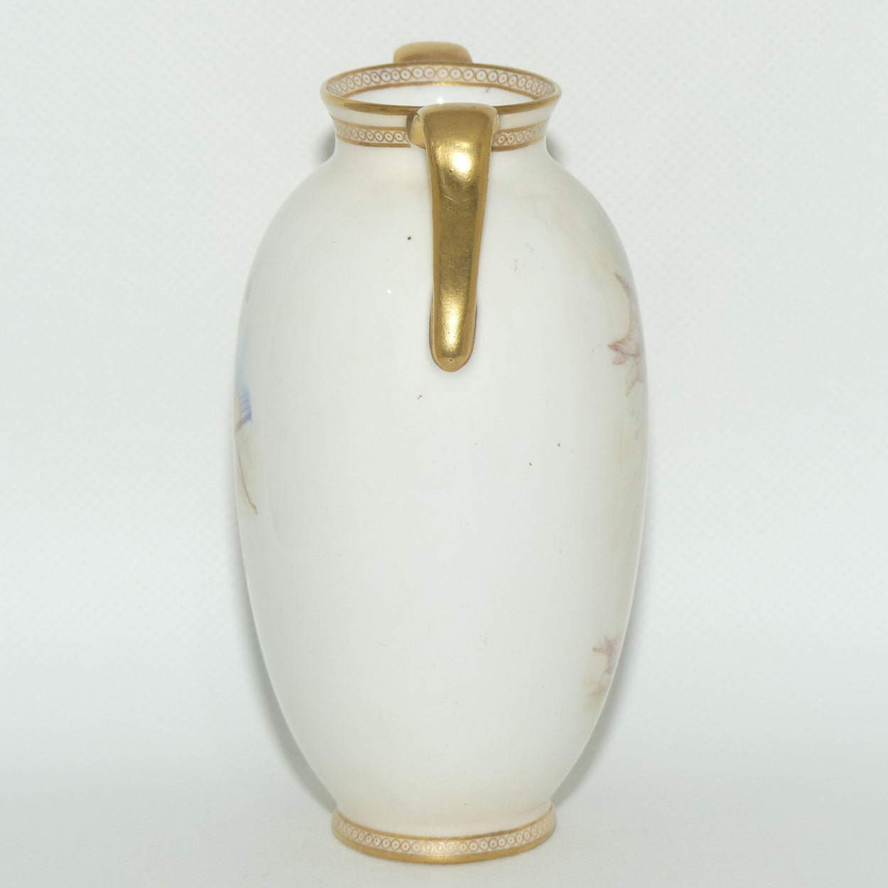 Royal Doulton hand painted twin handle vase | Victorian Girl with Bird | signed A Dix