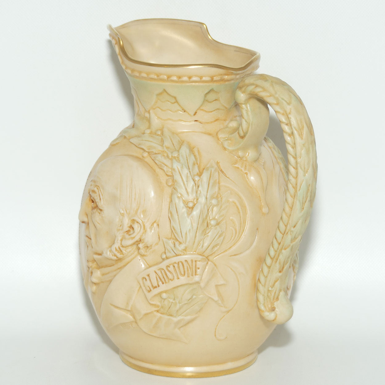 Doulton Burslem Vellum Ware jug William Ewart Gladstone