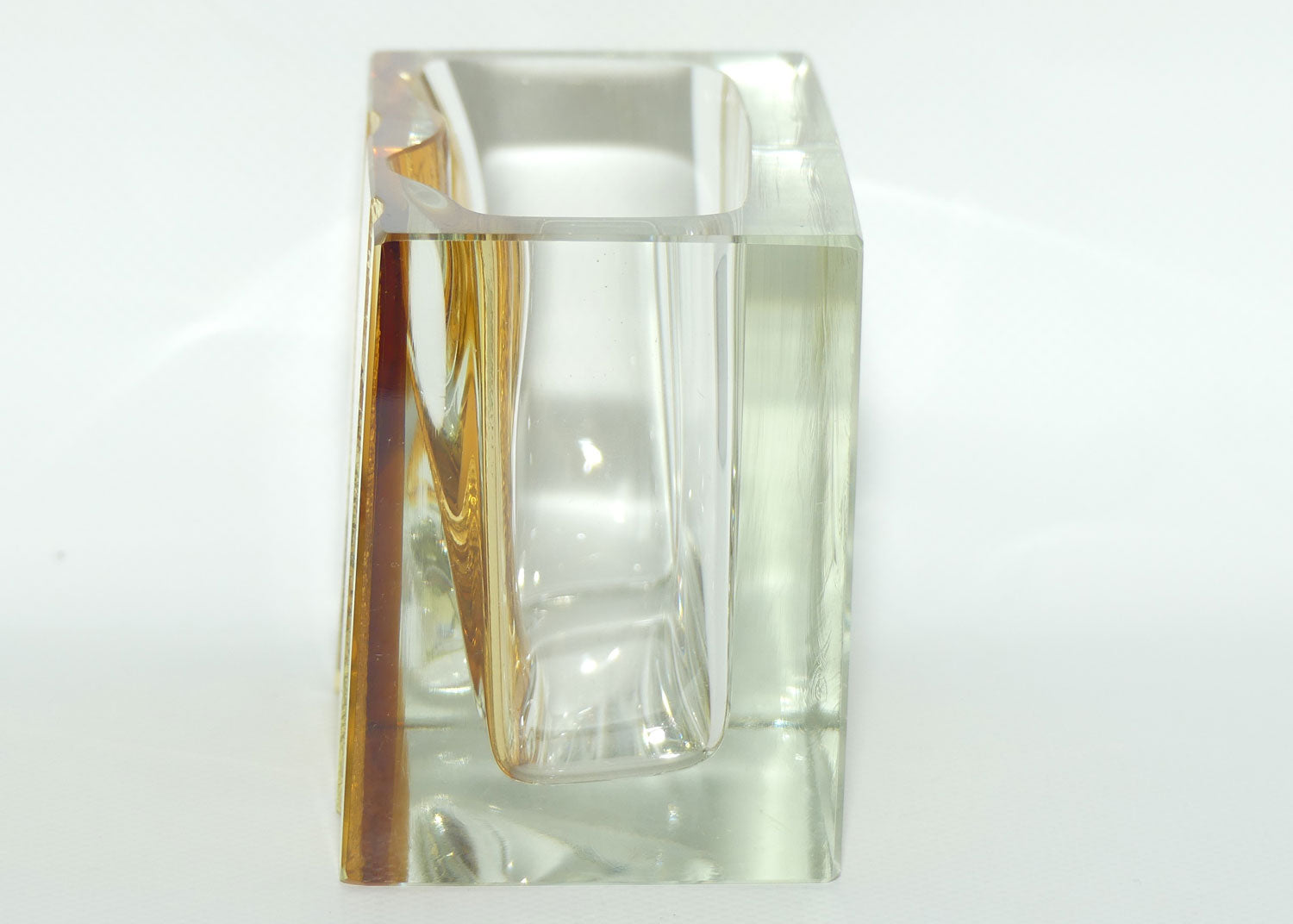Exbor Czechoslovakia Mid Century Glass brick vase by Karel Wunsch