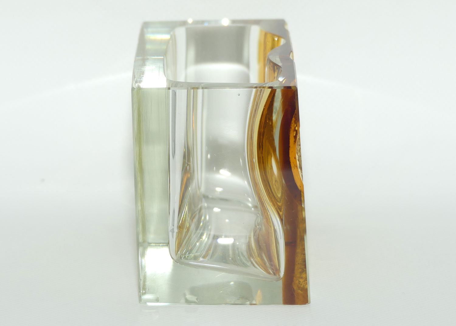 Exbor Czechoslovakia Mid Century Glass brick vase by Karel Wunsch