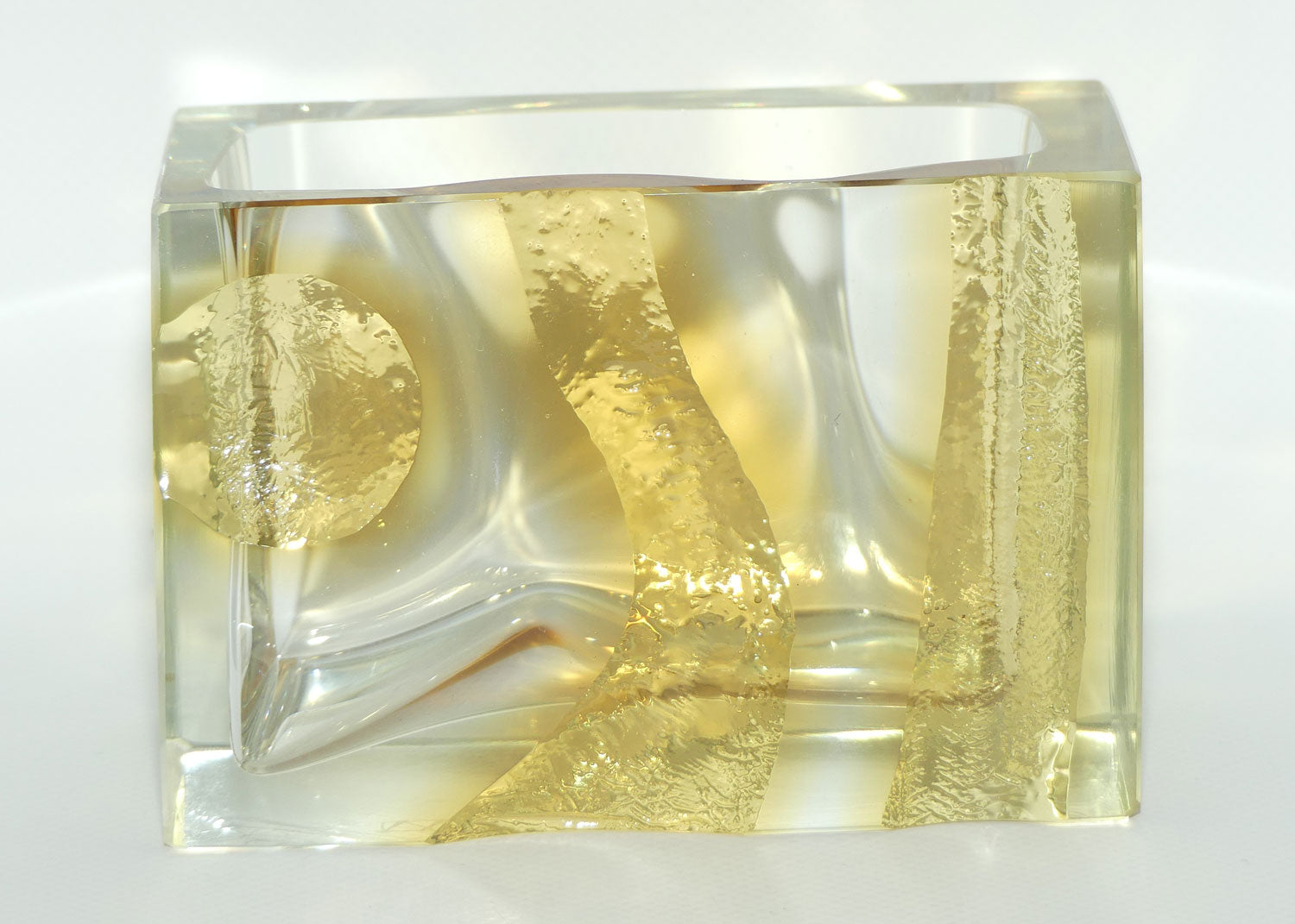 Exbor Czechoslovakia Mid Century Glass brick vase by Karel Wunsch