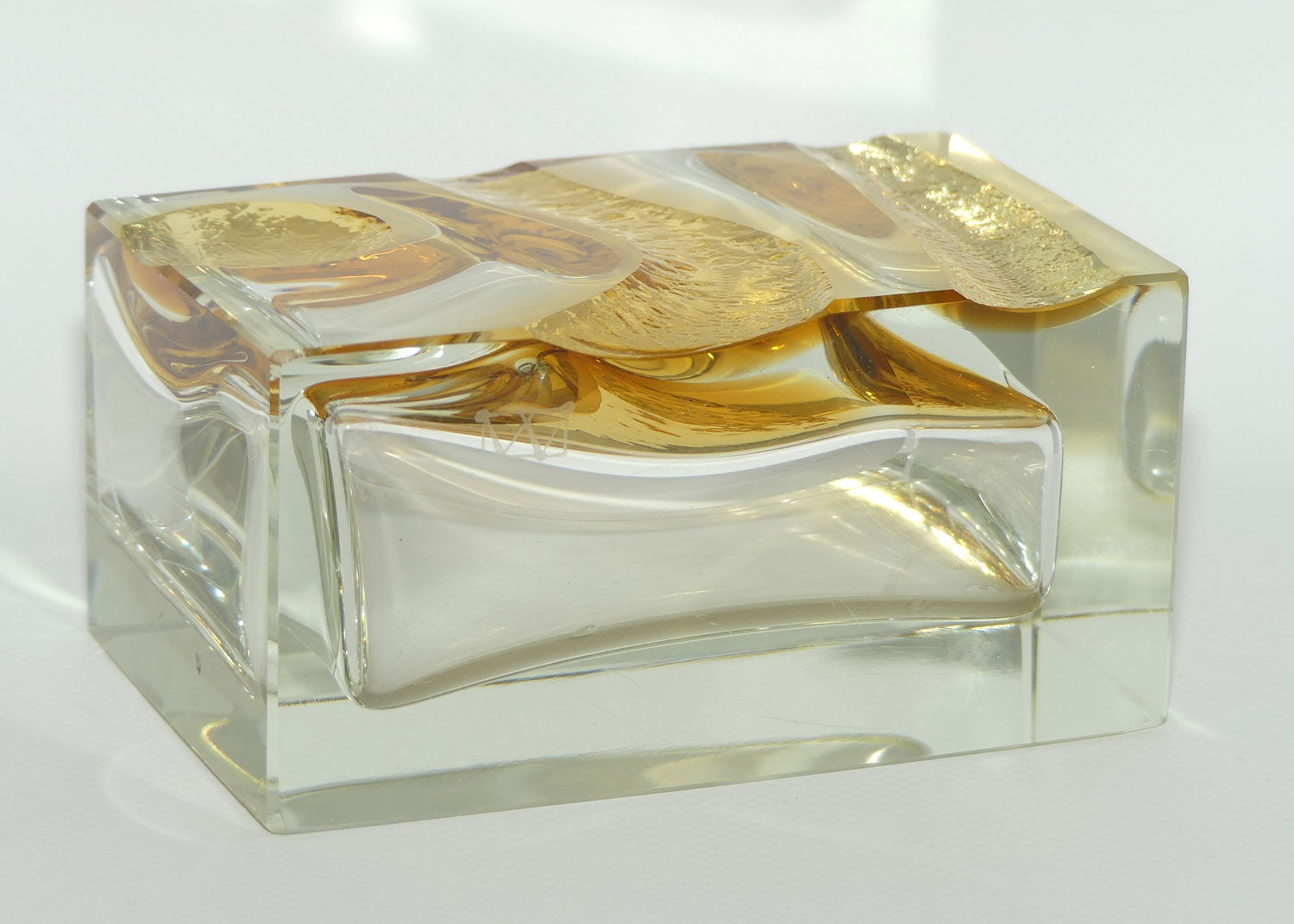 Exbor Czechoslovakia Mid Century Glass brick vase by Karel Wunsch