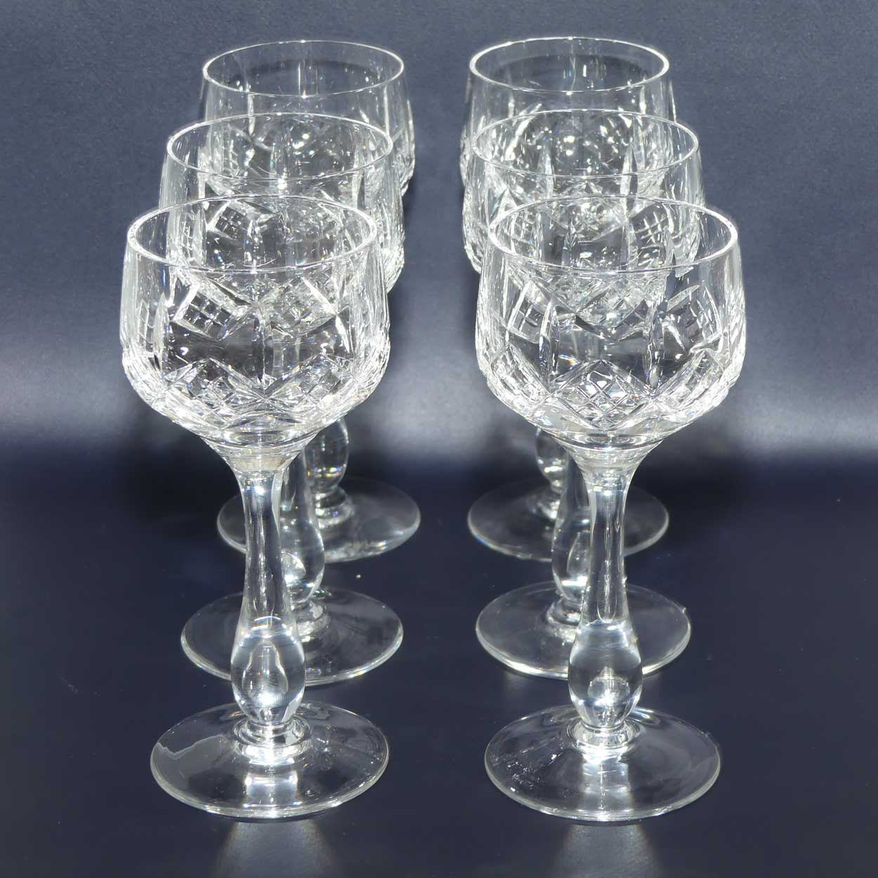 Stuart Crystal | Glengarry pattern | set 6 Wine Hock glasses | 125ml