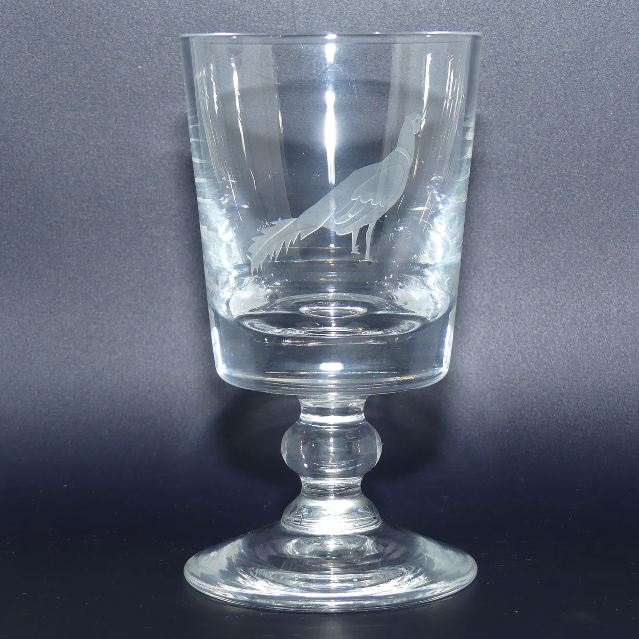 Handmade Crystal engraved Goblet | Depicts Pheasant