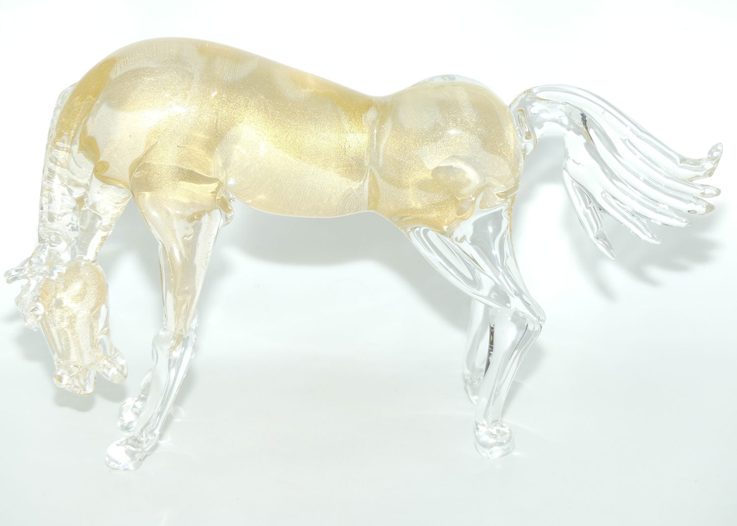 Murano Glass Gold Aventurine Horse figure | signed Formia Murano