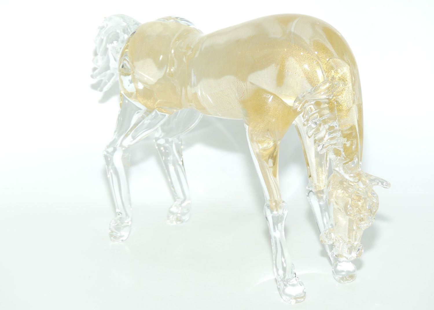 Murano Glass Gold Aventurine Horse figure | signed Formia Murano