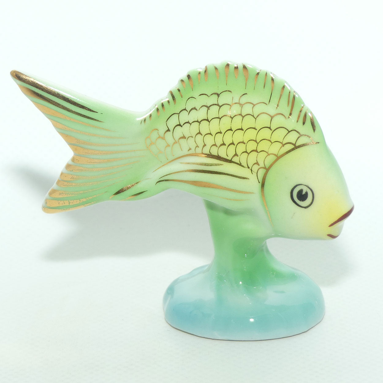 Vintage Hollohaza Hungary figure | Green Goldfish