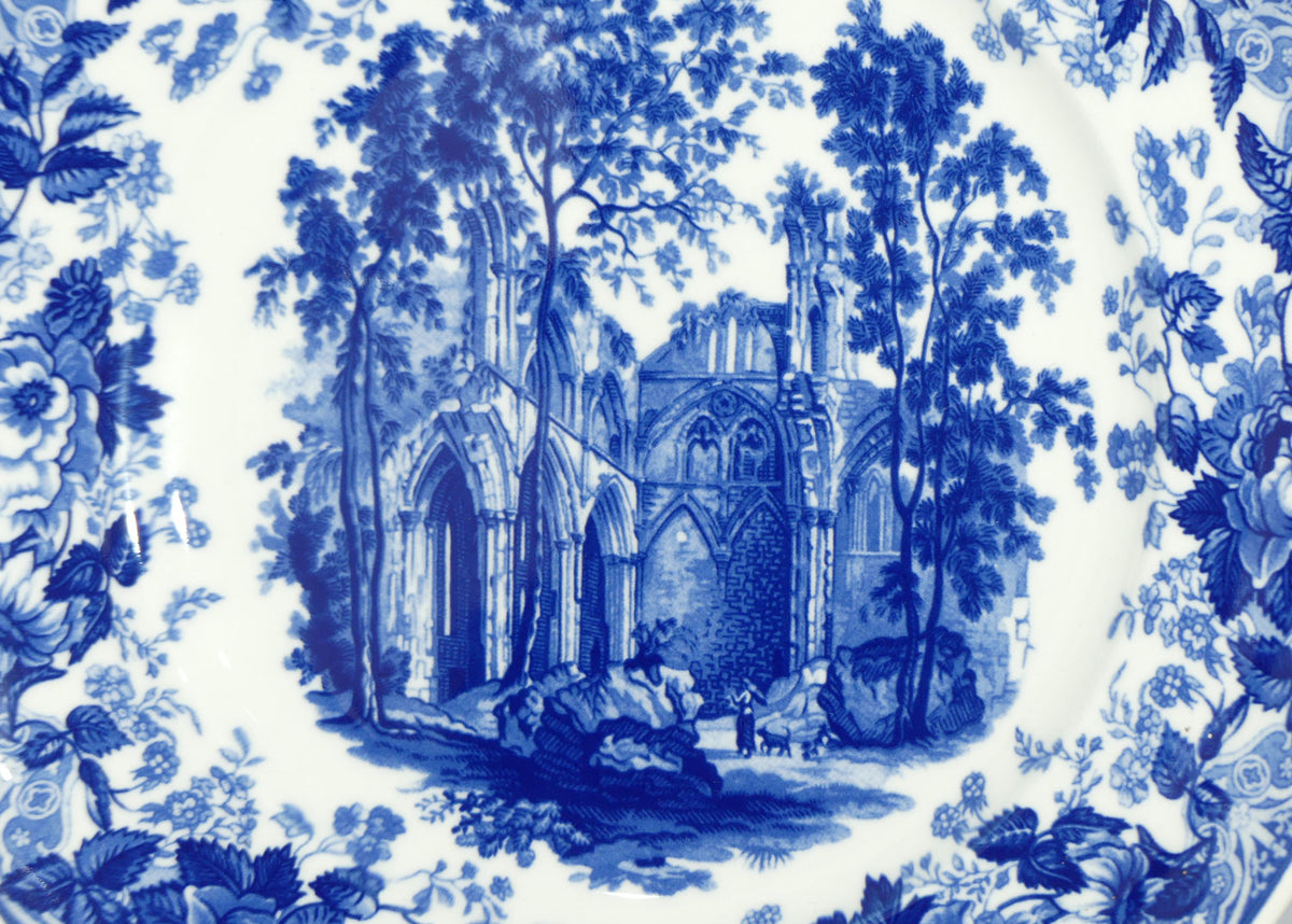 Wedgwood Queens Ware | Blue and White Collection plate | Gothic Ruins