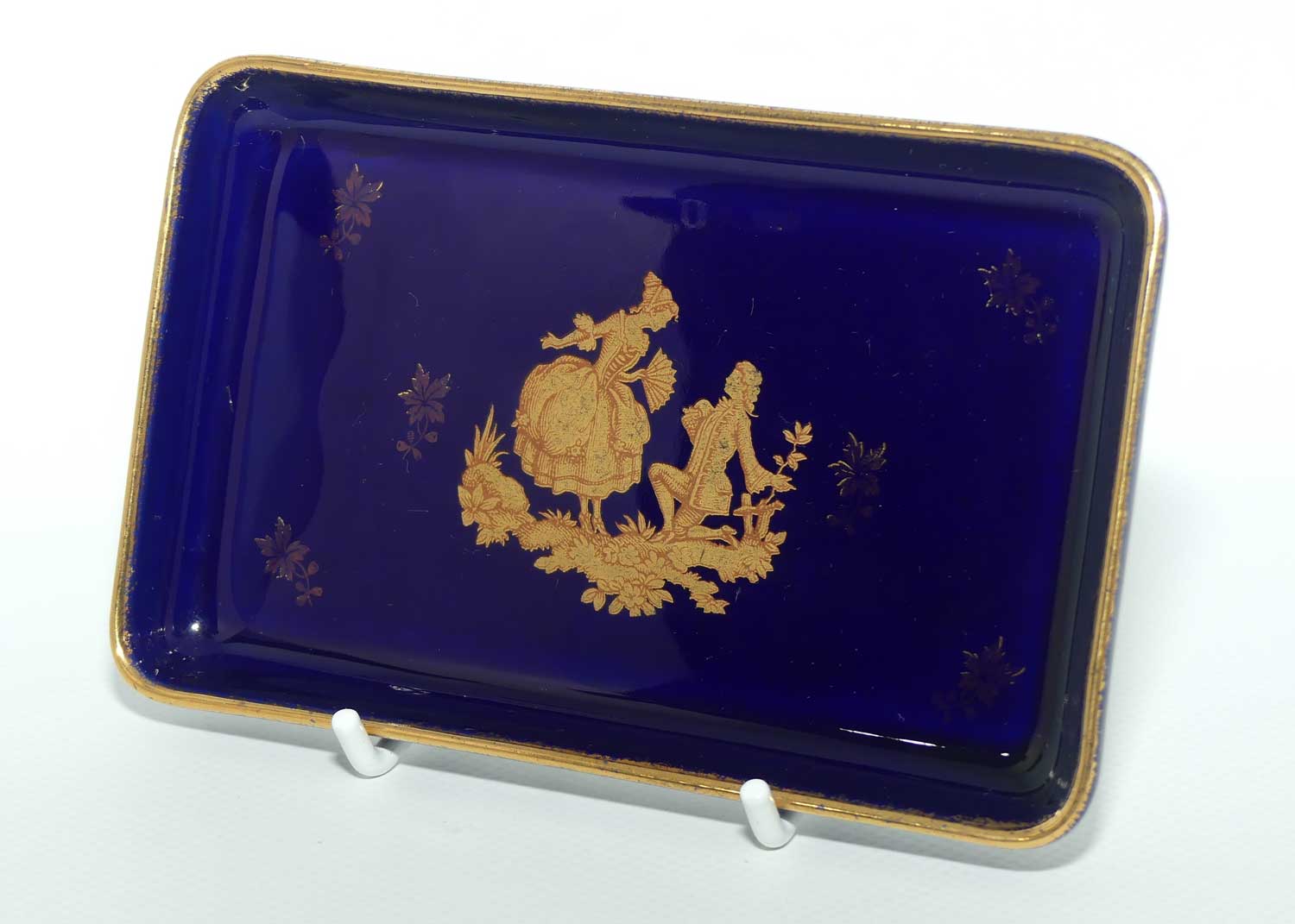 Goudeville Limoges Courting rectangular tray | Blue and Gilt