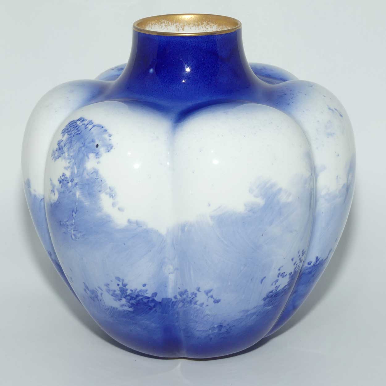 Royal Doulton Blue Childrens Pumpkin shape vase |Woman with Child|