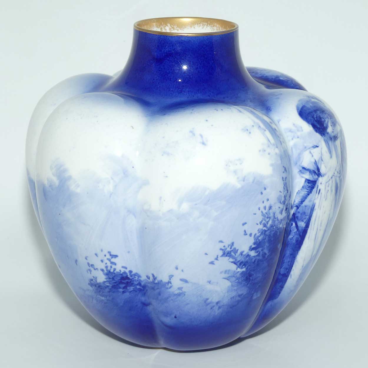 Royal Doulton Blue Childrens Pumpkin shape vase |Woman with Child|