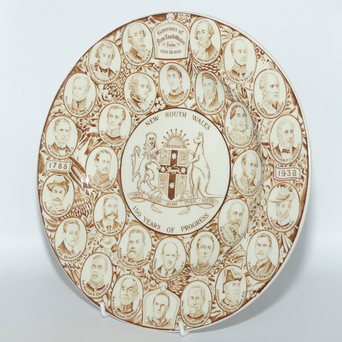 Woods & Sons | Sesqui Centenary of New South Wales plate | Depicts Governors from 1788 - 1938 | 150 Years of Progress