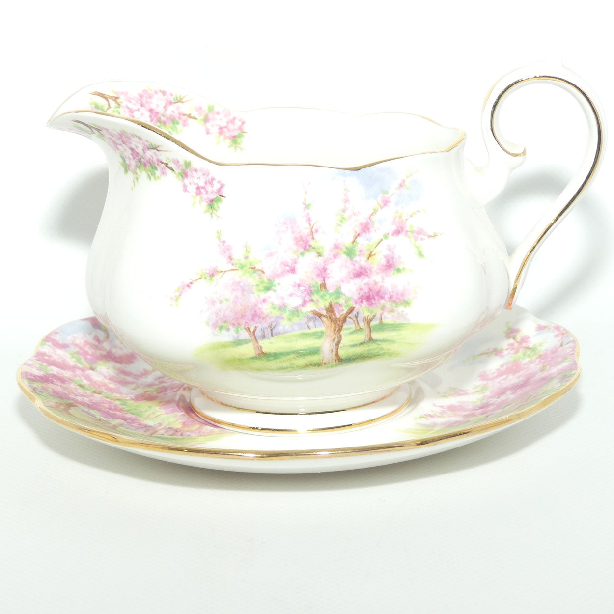 Royal Albert England Blossom Time gravy boat and underplate