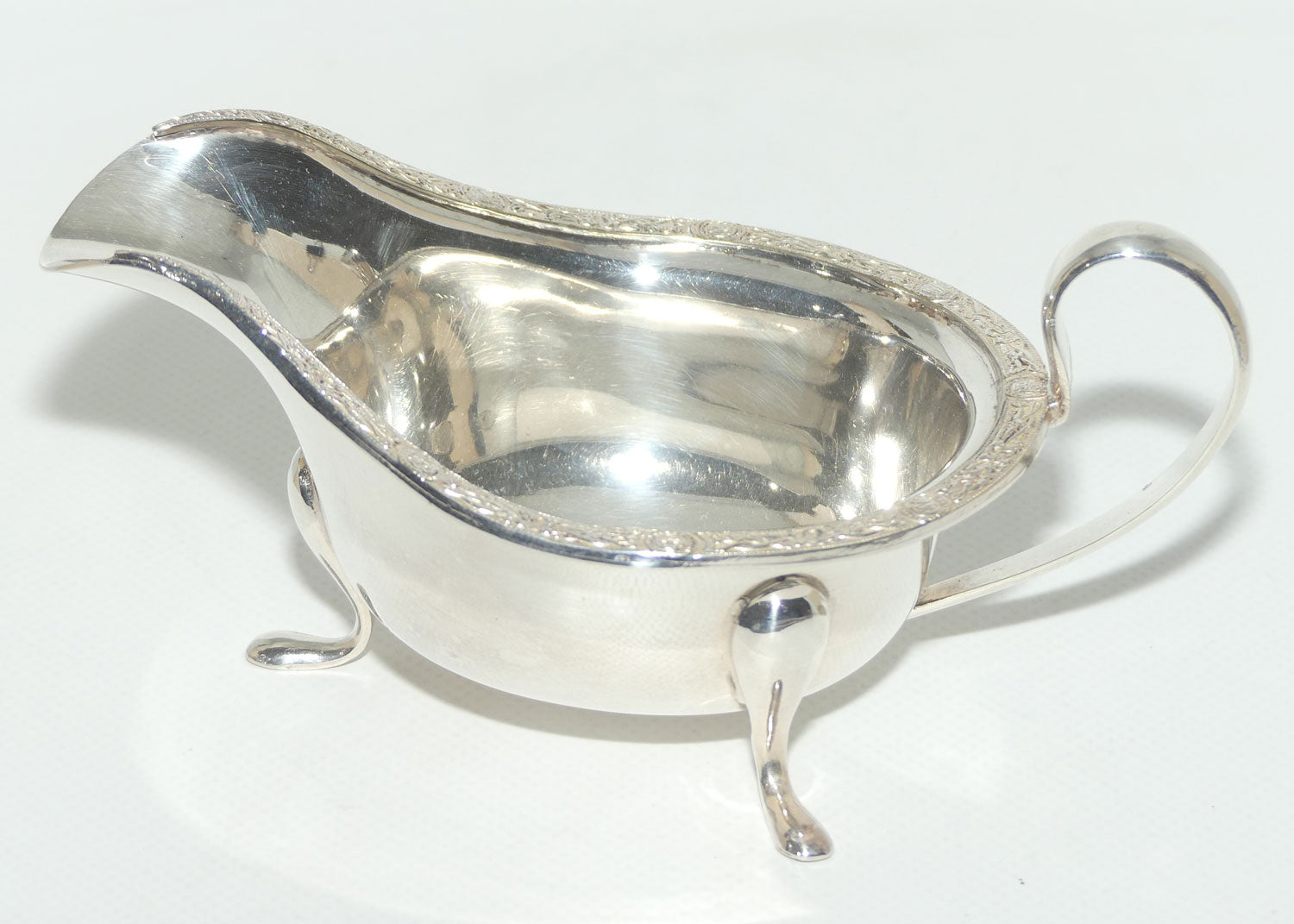 Viners Ltd Silver Plated tri footed fancy edge sauce boat
