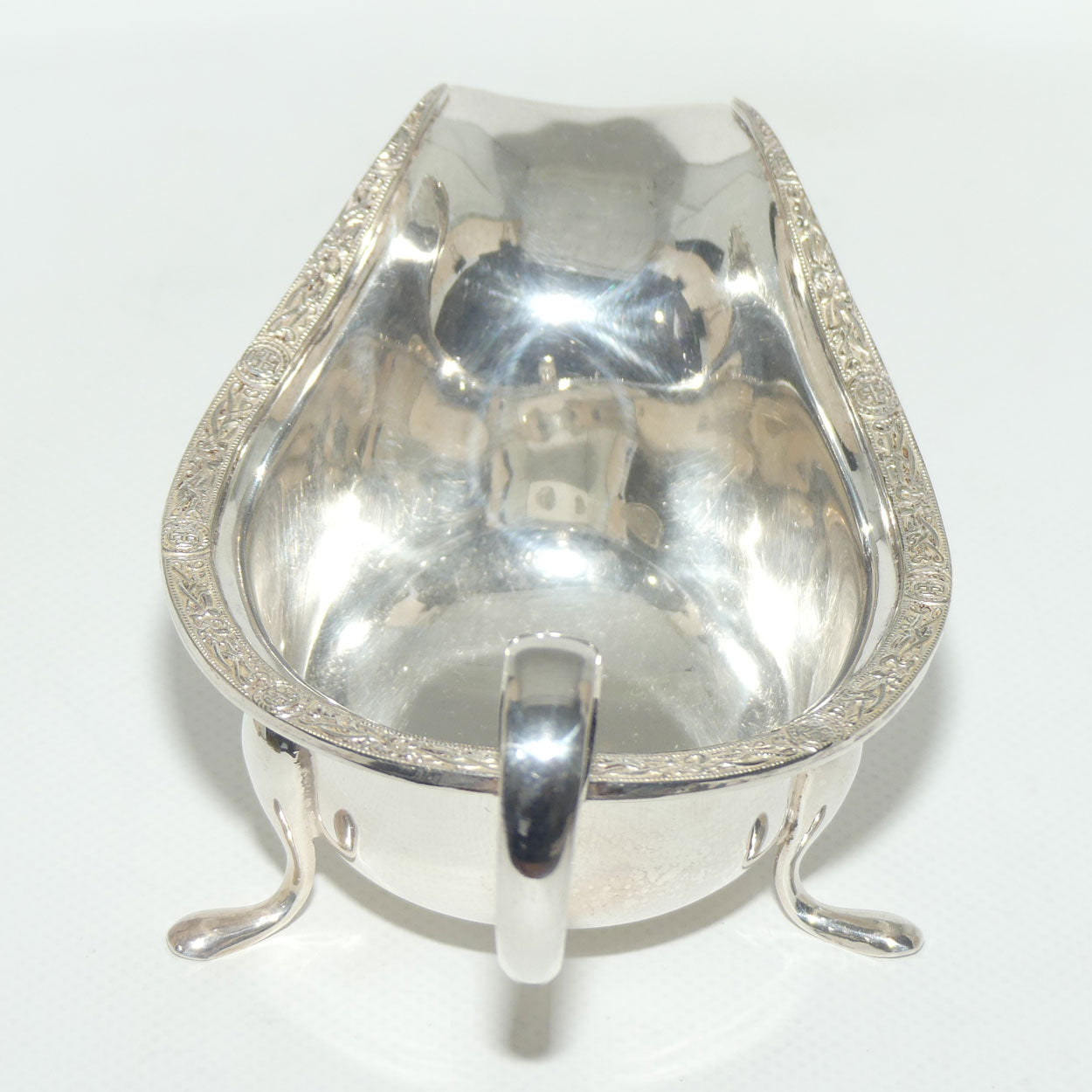 Viners Ltd Silver Plated tri footed fancy edge sauce boat