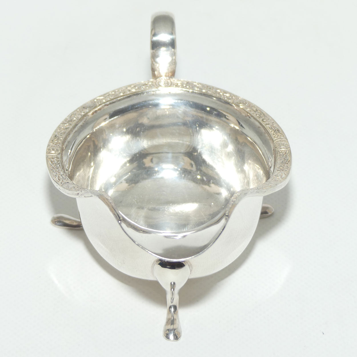 Viners Ltd Silver Plated tri footed fancy edge sauce boat