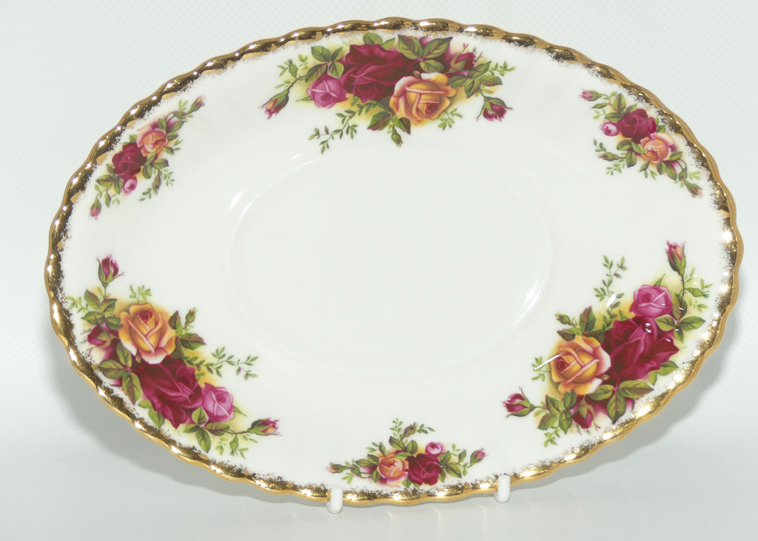 Royal Albert Bone China Old Country Roses England gravy boat and underplate | early backstamp