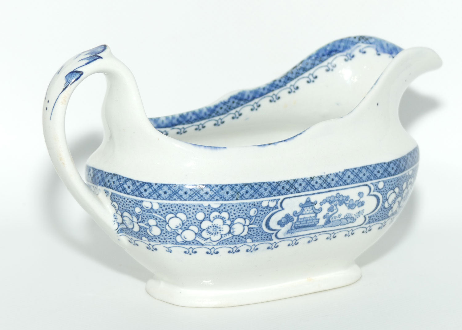 Maling Oriental pattern Blue and White gravy boat