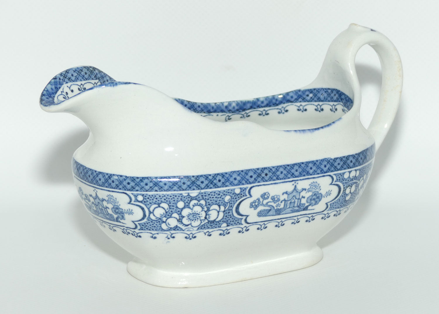Maling Oriental pattern Blue and White gravy boat