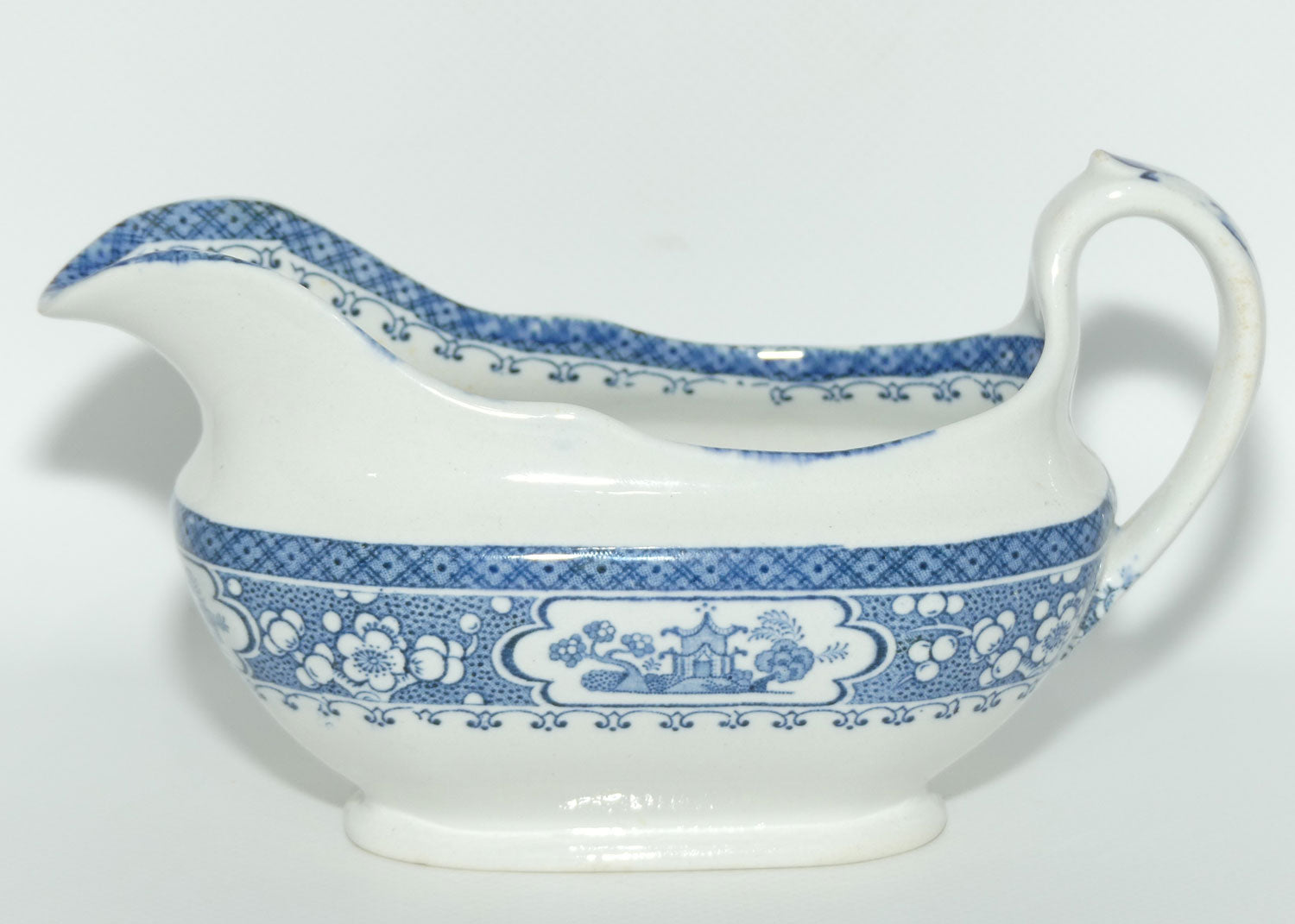 Maling Oriental pattern Blue and White gravy boat