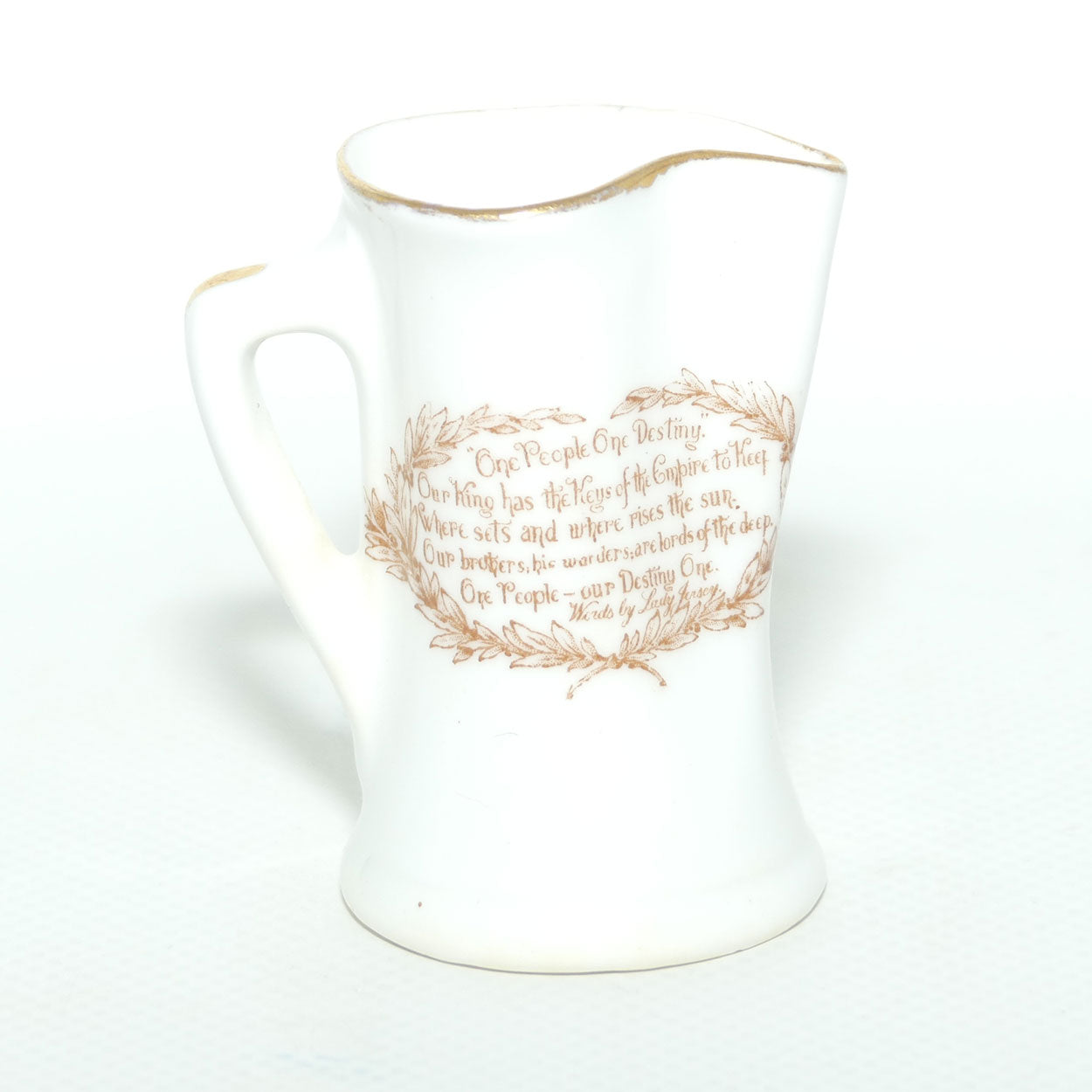 Royal Doulton British Empire | Australian Federation interest miniature jug | sold by Civil Service Stores Sydney