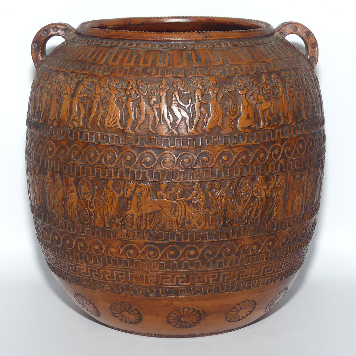Superb Greek replica Amphora twin handled Pot | Embossed Decoration