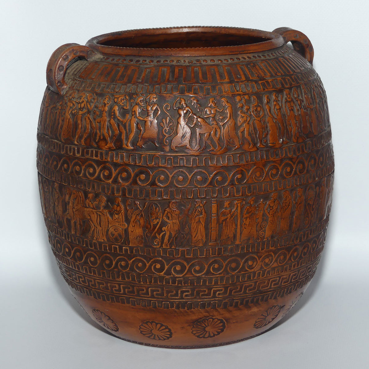 Superb Greek replica Amphora twin handled Pot | Embossed Decoration