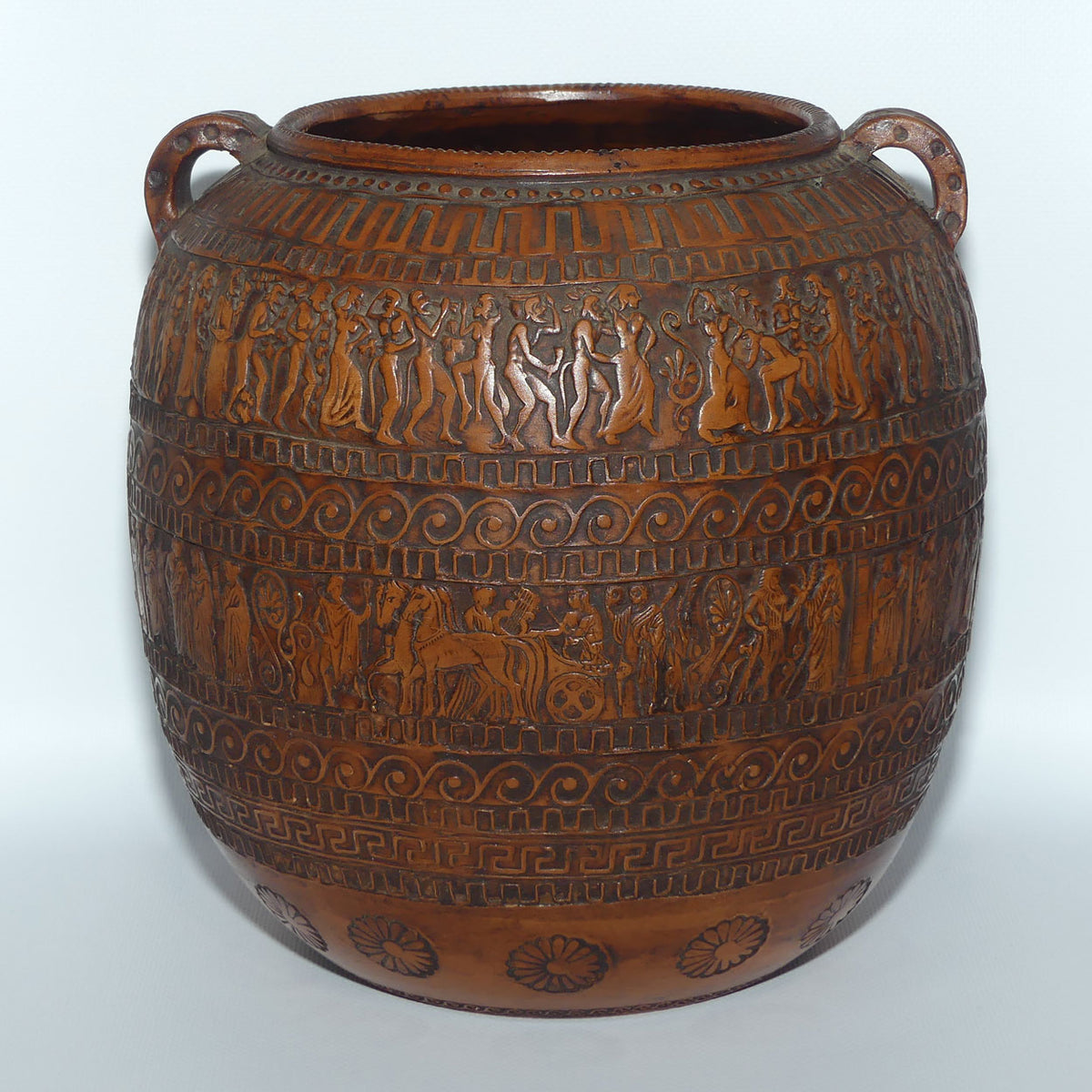 Superb Greek replica Amphora twin handled Pot | Embossed Decoration
