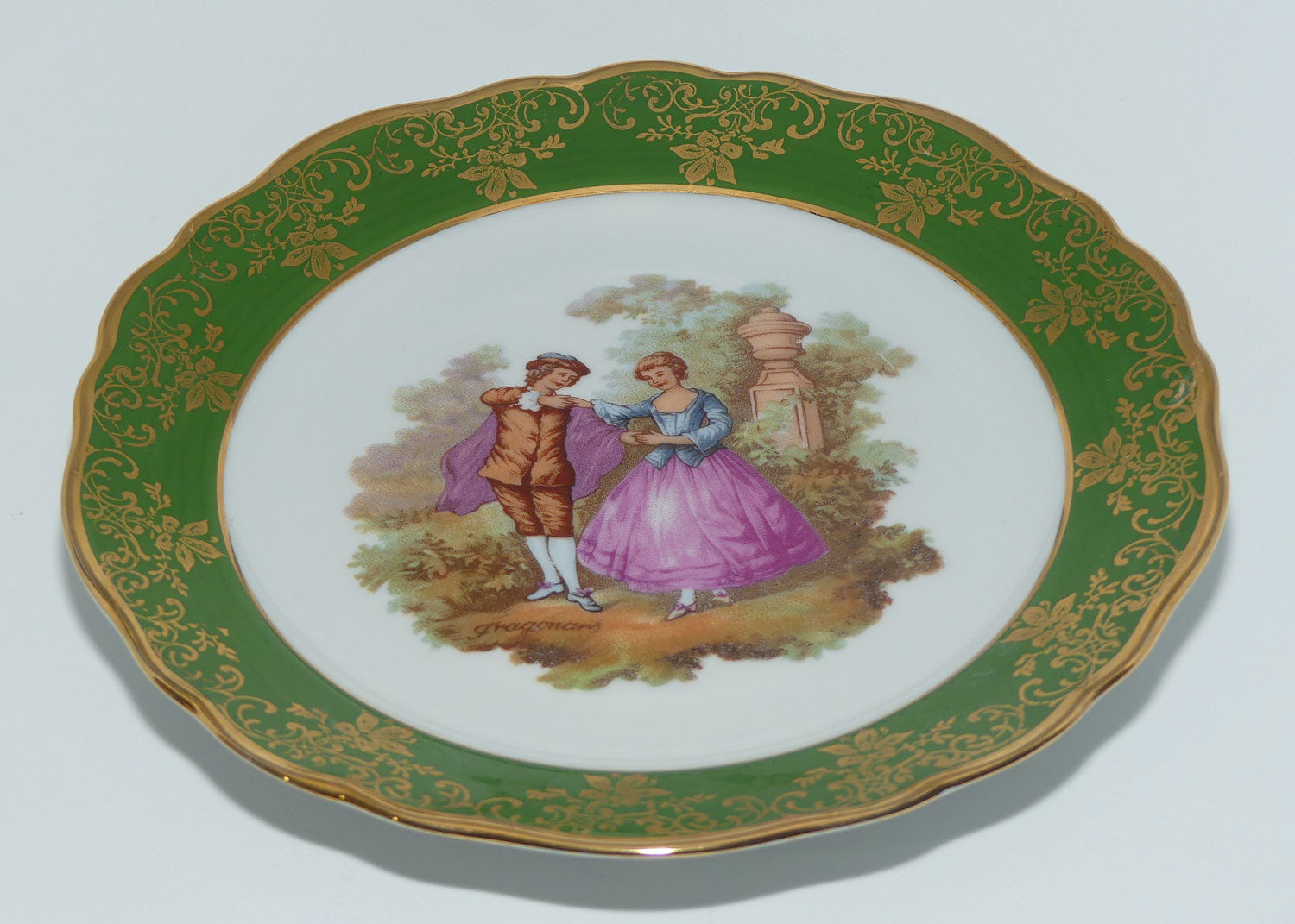 Limoges Veritable Porcelain d'Art Courting plate | 19cm | Green